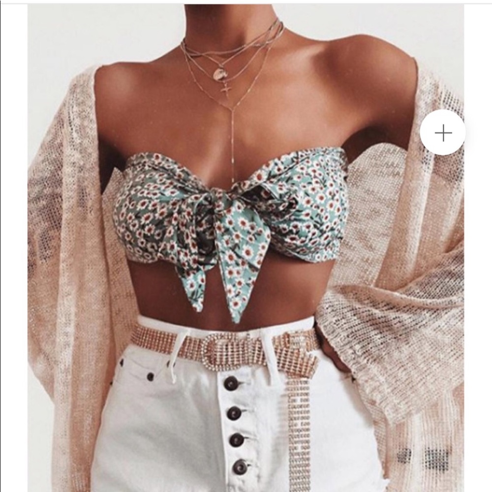 NWT Retro printer tie front bandeau